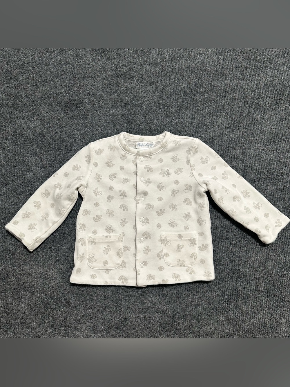 Ralph Lauren unisex organic cotton jacket with small gray bear print vintage